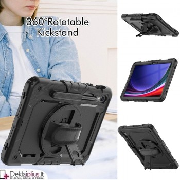 Smūgiams atsparus 360 dėklas su dirželiu (Samsung Tab S9 (SM-X710-SM-X716/Tab S9 Fe (X510-X516B)/Tab S10 Fe/Tab S10 Lite) Smūgiams atsparus 360 dėklas su dirželiu (Samsung Tab S9 (SM-X710-SM-X716/Tab S9 Fe (X510-X516B)/Tab S10 Fe/Tab S10 Lite)